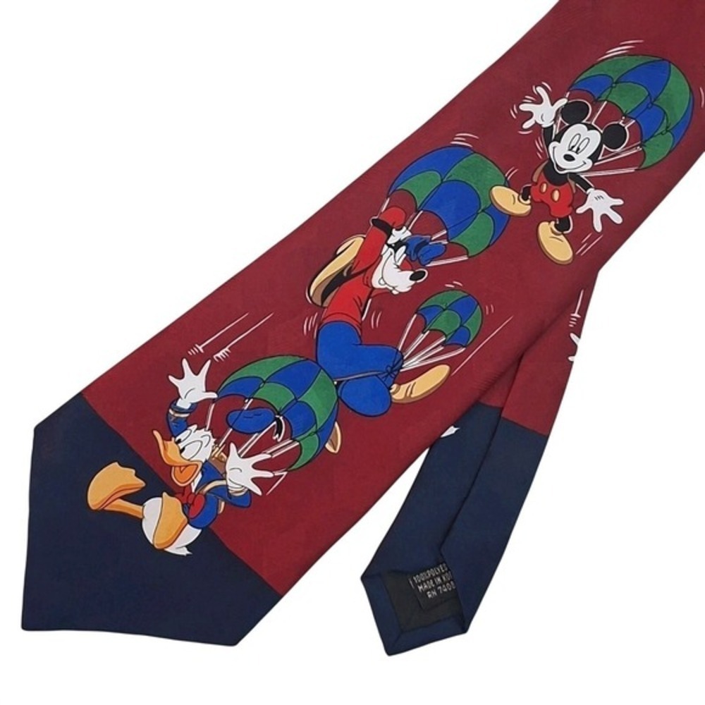 Disney Mickey Mouse Tie mens Silk Necktie Goofy Donald Duck Silk Tie Vintage